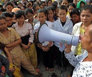 Cambodian police break up garment worker camp