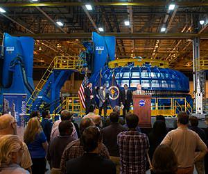 NASA Administrator Tours Facility Where New Deep Space Rocket is Being Built
