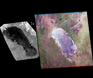 Cassini Finds Titan Lake is Like a Namibia Mudflat