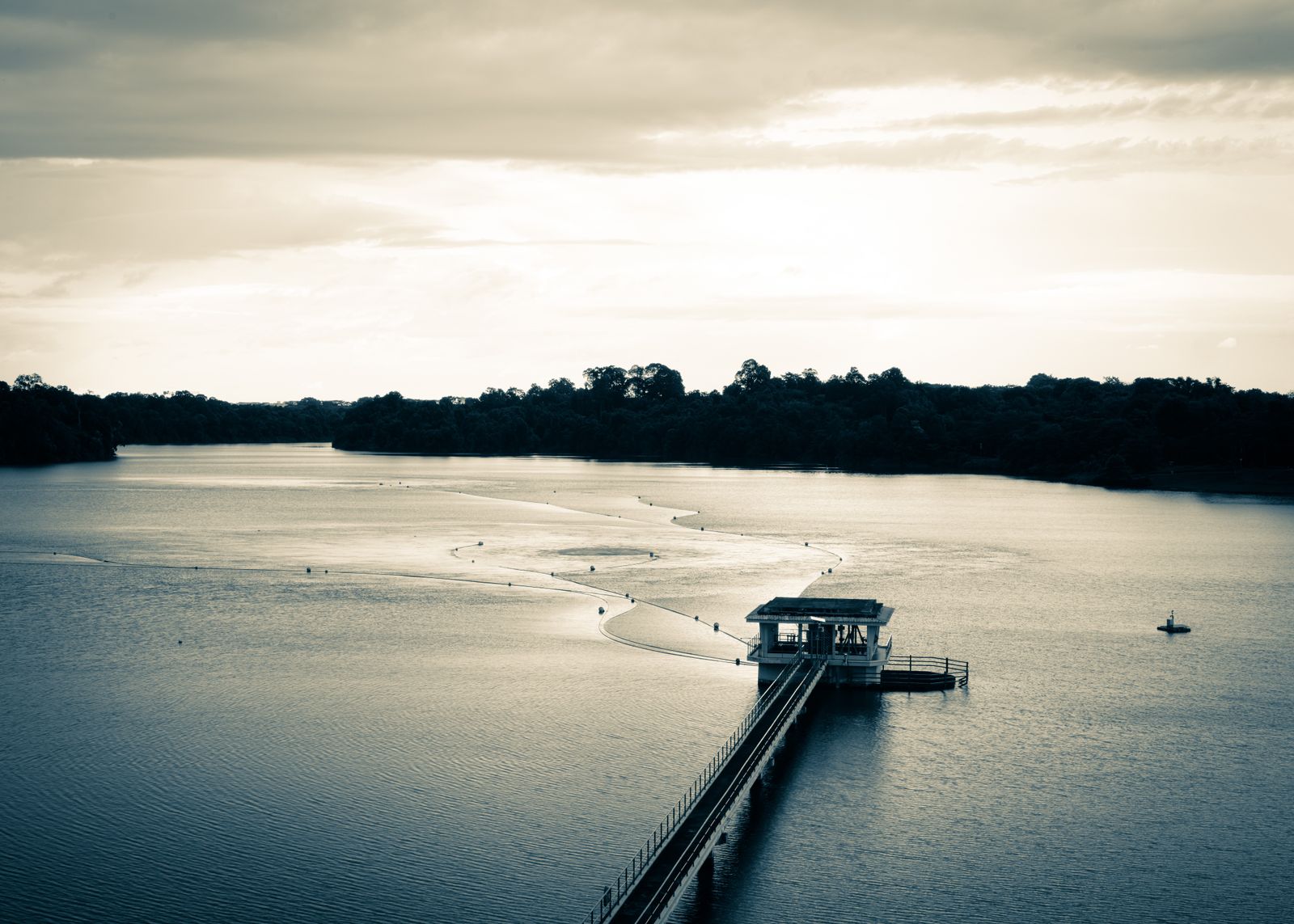 Singapore skyline seen across a reservoir